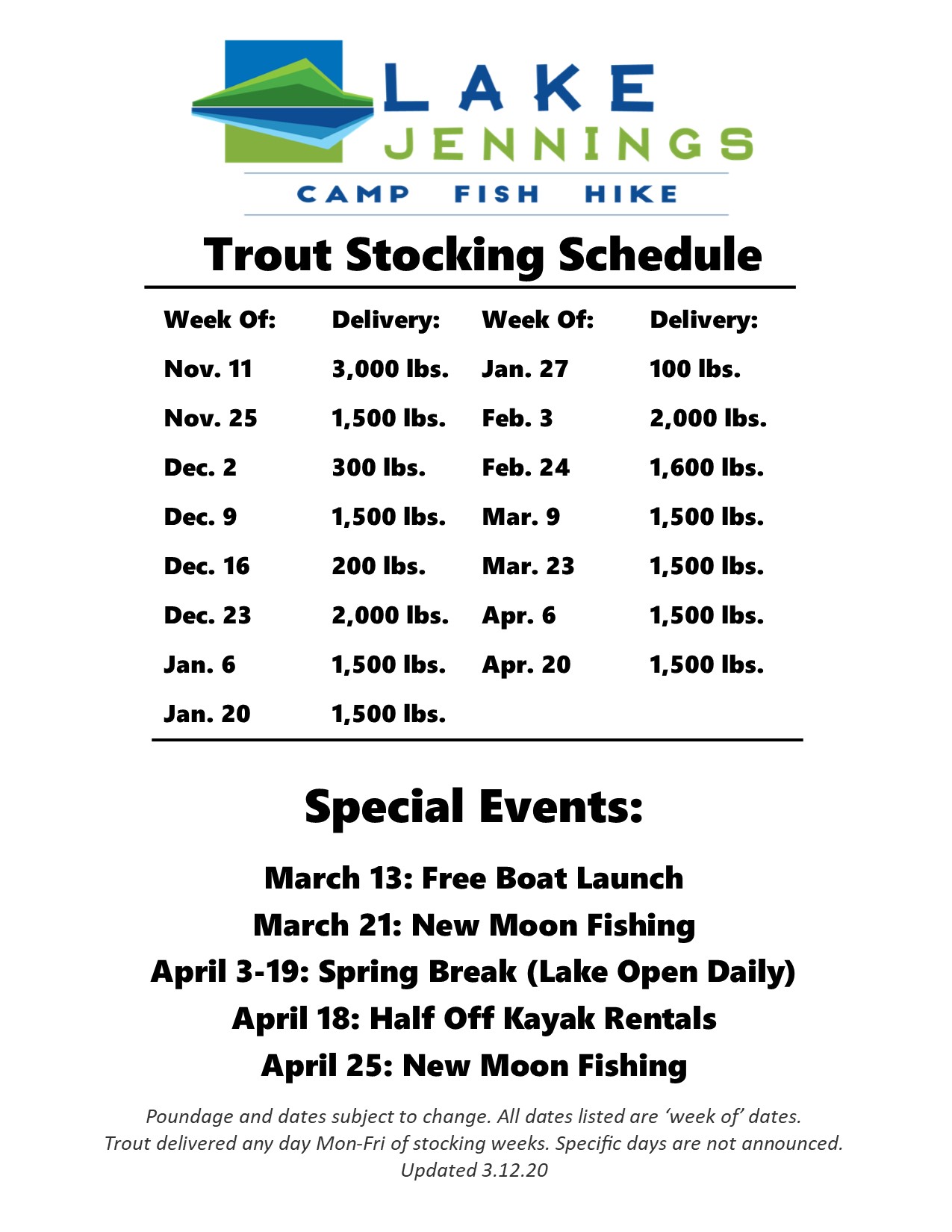 2021 trout stocking schedule