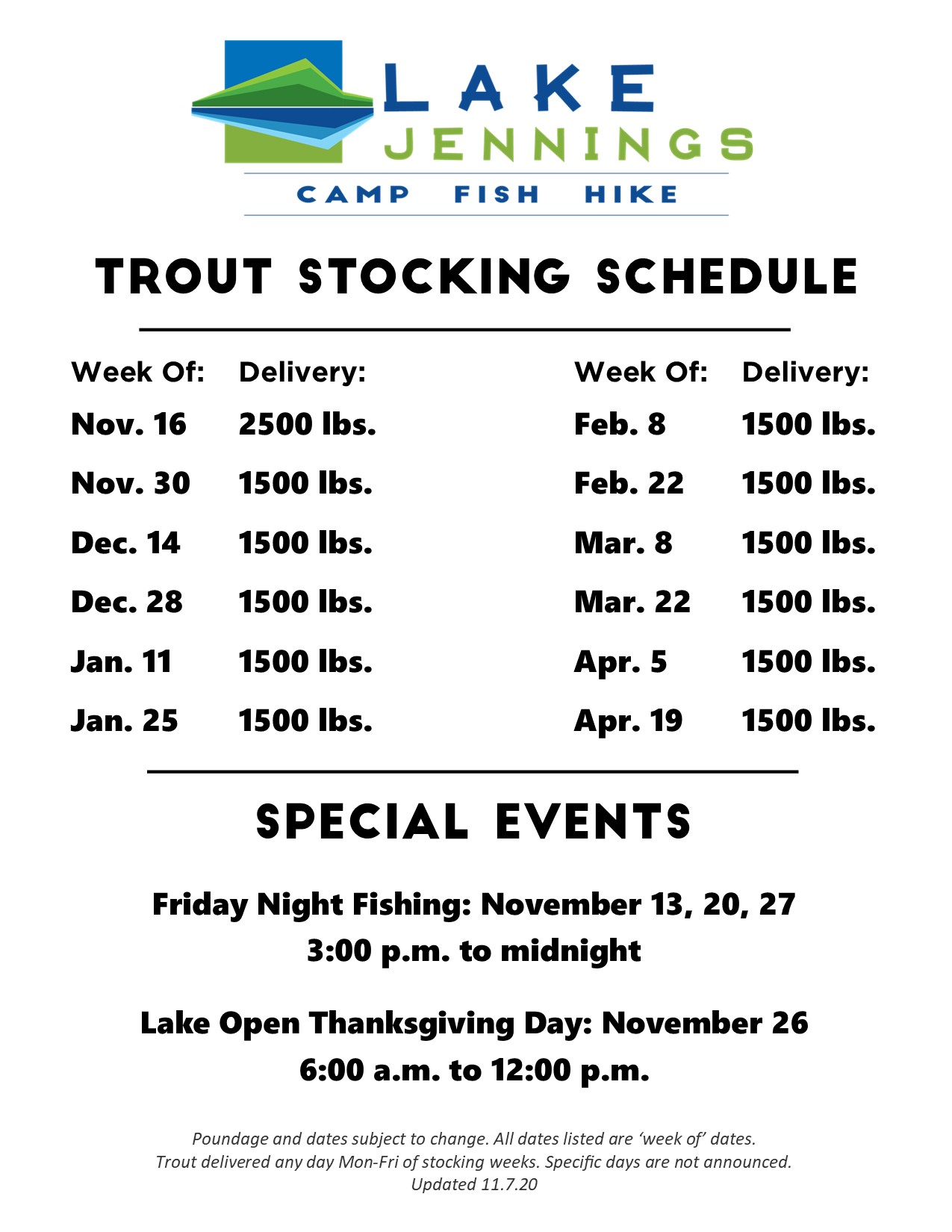 Trout Stocking Schedule 2020 » Lake Jennings